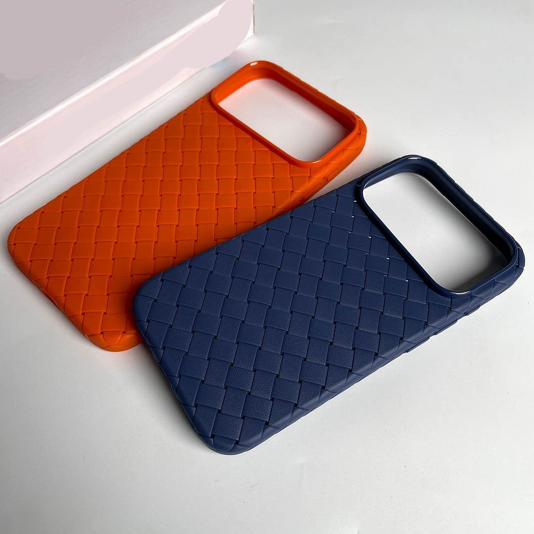 iPhone 17 Pro Luxury Weave Breathable Cooling Matte Soft Silicon Grid Case - Blue